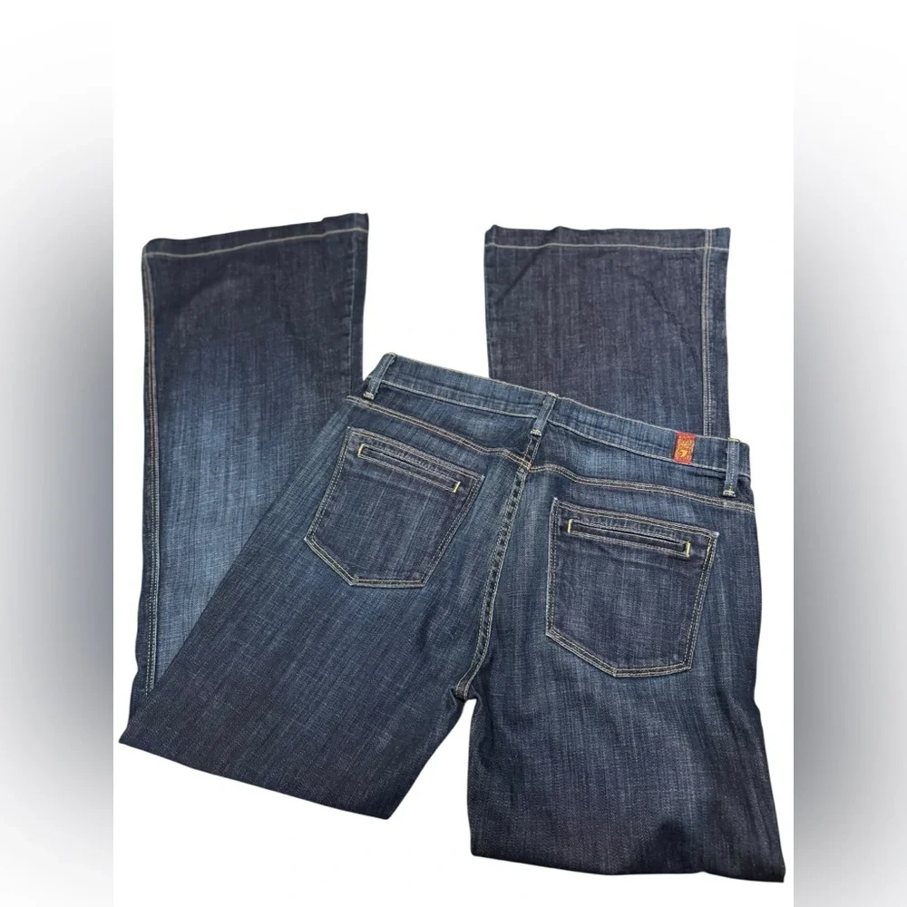 7 FOR ALL MANKIND A Pocket Flare Button fly Jeans Women Size 28 VTG High -Rise - Picture 5 of 7